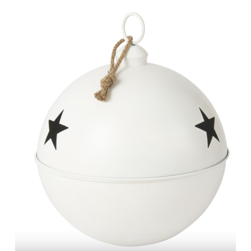 BOULE GRELOT DE NOEL EN FER BLANC MAT 51X51X60CM- J-LINE