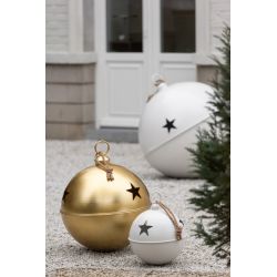 BOULE GRELOT DE NOEL EN FER BLANC MAT 51X51X60CM- J-LINE