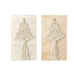 DECORATION MURALE SAPIN MACRAME NATUREL/BLANC  - J-LINE