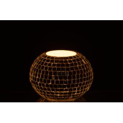 PHOTOPHORE EN VERRE MOSAÏQUE ARGENTE 16X16X11CM - J-LINE