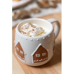 MUG COOKIE EN GRÈS BLANC/OCRE 13.5X10.5X9.5CM - J-LINE