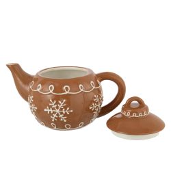 THÉIÈRE COOKIE EN GRES OCRE/BLANC 24.5X15.7X16.5CM - J-LINE
