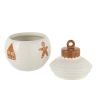 POT DE PROVISION BOULE DE NOËL EN GRES BLANC/OCRE 16.5X16.5X18CM - J-LINE