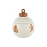 POT DE PROVISION BOULE DE NOËL EN GRES BLANC/OCRE 16.5X16.5X18CM - J-LINE