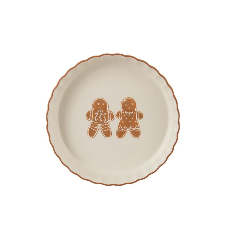 MOULE À TARTE COOKIE EN GRÉS BLANC/OCRE 26*26*4.5CM - J-LINE