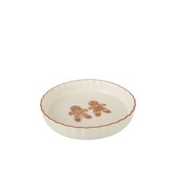MOULE À TARTE COOKIE EN GRÉS BLANC/OCRE 26*26*4.5CM - J-LINE