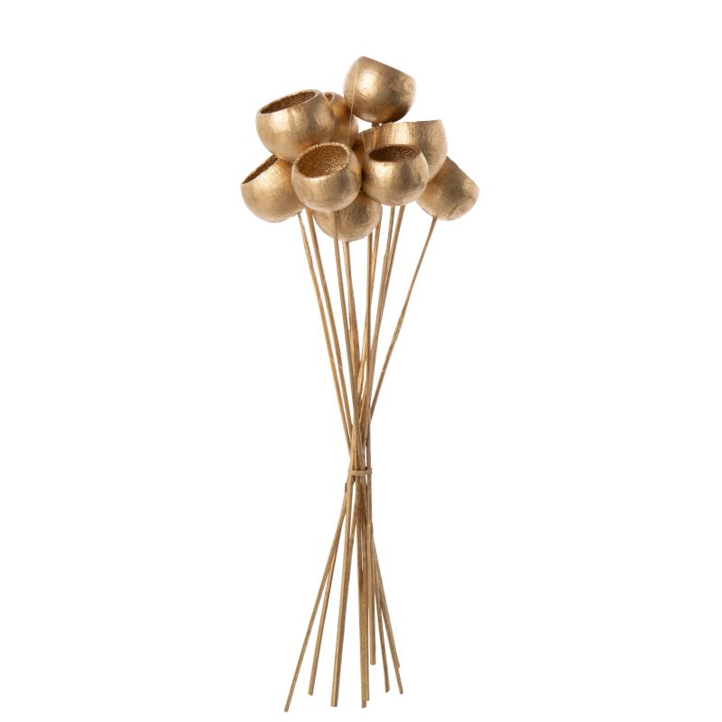 LOT DE 10 BRANCHES FLEURS SÉCHÉES DOREES - J-LINE