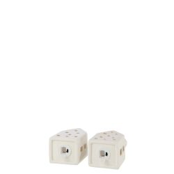 VASE MAISON LED EN ARGILE BLANCHE - J-LINE
