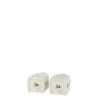 VASE MAISON LED EN ARGILE BLANCHE - J-LINE