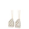 VASE MAISON LED EN ARGILE BLANCHE - J-LINE