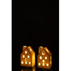 VASE MAISON LED EN ARGILE BLANCHE - J-LINE