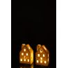 VASE MAISON LED EN ARGILE BLANCHE - J-LINE