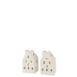 VASE MAISON LED EN ARGILE BLANCHE - J-LINE