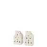 VASE MAISON LED EN ARGILE BLANCHE - J-LINE