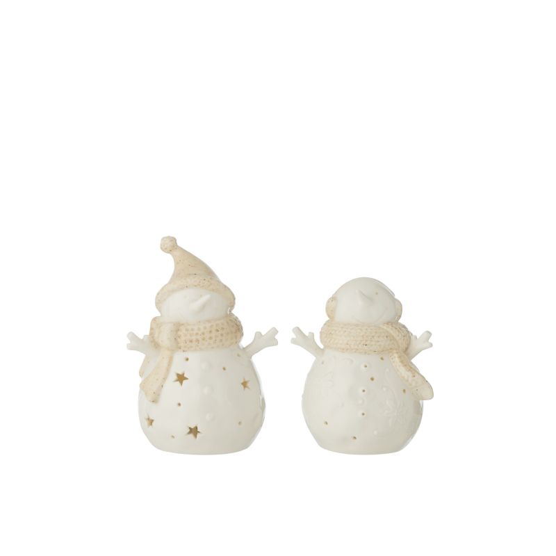BONHOMME DE NEIGE LED ETOILE BLANC/BEIGE S - J-LINE