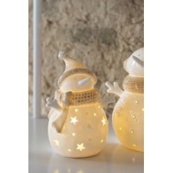 BONHOMME DE NEIGE LED ETOILE BLANC/BEIGE S - J-LINE