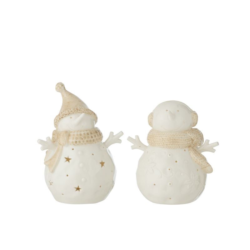 BONHOMME DE NEIGE LED ETOILE BLANC/BEIGE L - J-LINE