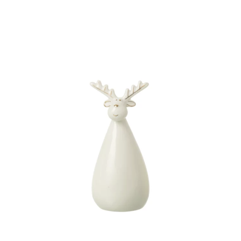 RENNE CORPS OVAL EN PORCELAINE ECRU M 8 x 8 x13.5cm- J-LINE