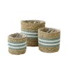 CACHE-POT JONC DE MER NATUREL/TURQUOISE D13CM - J-LINE