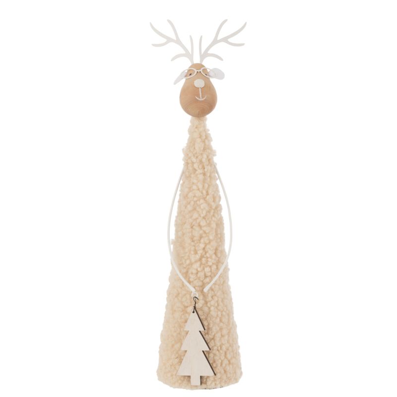 RENNE DECO TEDDY METAL BEIGE/NATUREL L 8*8*37CM - J-LINE