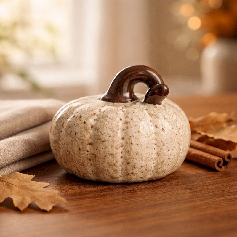 PUMPKIN - CITROUILLE BEIGE 9CM - HOME ELDEWEISS