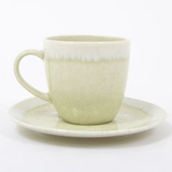 JUPITER - TASSE CAFÉ AVEC SOUS TASSE VERT/IVOIRE - HOME ELDEWEISS