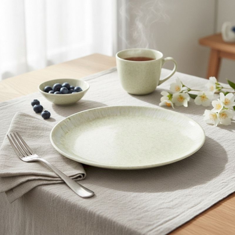 JUPITER - 6 ASSIETTES 20CM VERT/IVOIRE - HOME ELDEWEISS