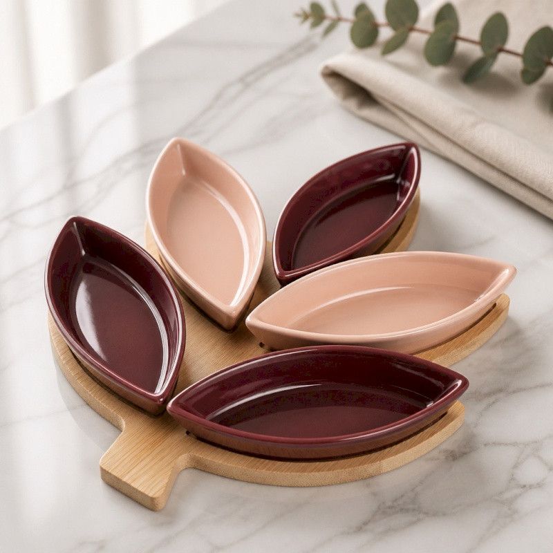 CELIO PLAT APÉRITIF ARBRE 5 COUPELLES ROSE - HOME EDELWEISS