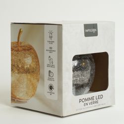 SIMONA B/POMME BLANC/OR LED 22*22*24CM - HOME EDELWEISS