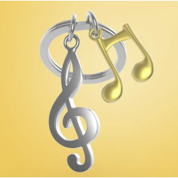 PORTE-CLÉS - CLÉ DE SOL ET NOTE DE MUSIQUE DORÉE - KONTIKI