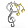 PORTE-CLÉS - CLÉ DE SOL ET NOTE DE MUSIQUE DORÉE - KONTIKI
