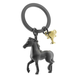 PORTE-CLÉS - CHEVAL NOIR ET SON TROPHÉE - KONTIKI
