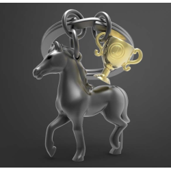 PORTE-CLÉS - CHEVAL NOIR ET SON TROPHÉE - KONTIKI