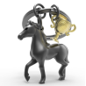 PORTE-CLÉS - CHEVAL NOIR ET SON TROPHÉE - KONTIKI