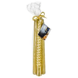SET DE 4 BOUGIES BÂTONS DROITES ET TORSADEES DOREES 48G