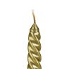 SET DE 4 BOUGIES BÂTONS DROITES ET TORSADEES DOREES 48G
