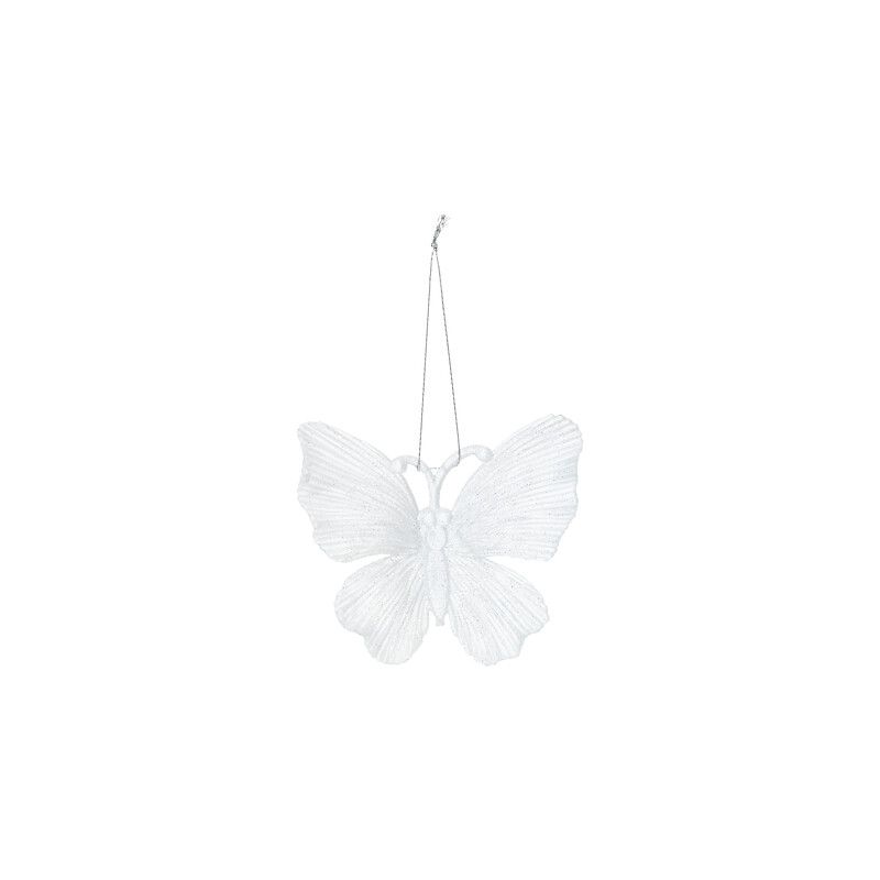 Suspension de Noël - Papillon en plastique dépoli 10cm - JJA