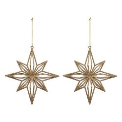 Suspension de Noël - 2 Etoiles polaires dorées - 17cm