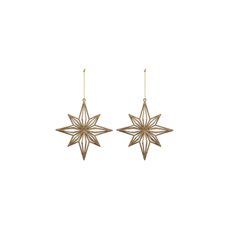 Suspension de Noël - 2 Etoiles polaires dorées - 17cm