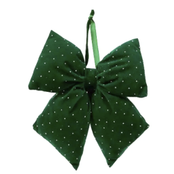 Nœud matelassé en polyester vert sapin - 24x20cm
