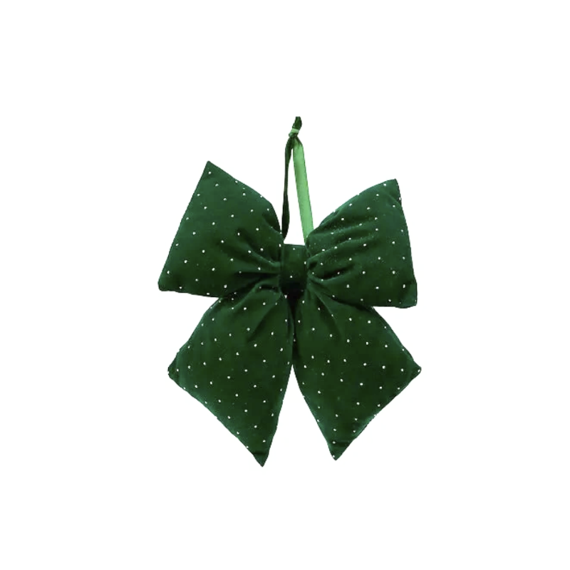 Nœud matelassé en polyester vert sapin - 24x20cm