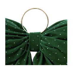 Nœud matelassé en polyester vert sapin - 46x38cm