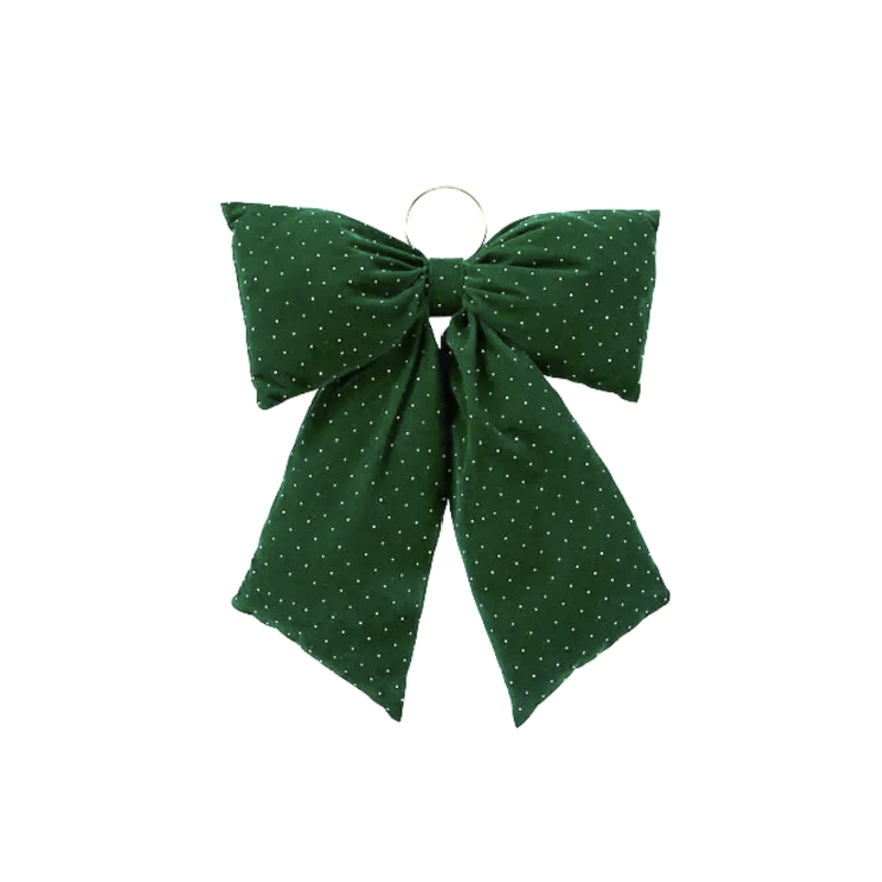 Nœud matelassé en polyester vert sapin - 46x38cm