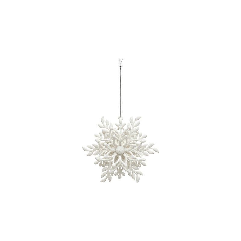 Suspension de Noël - Sujet fleur blanc - 11cm