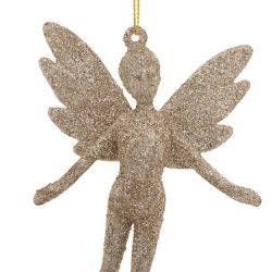 Suspension de Noël - Lot de 2 Sujets Fées à paillettes dorées - 13cm
