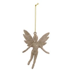 Suspension de Noël - Lot de 2 Sujets Fées à paillettes dorées - 13cm