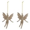 Suspension de Noël - Lot de 2 Sujets Fées à paillettes dorées - 13cm