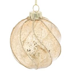 Boule de Noël en verre - Torsade bronze - D8cm