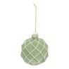 Boule de Noël en verre - Quadrillée vert - D8cm