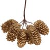Suspension de Noël - Sujet branche & Pommes de pin dorés - 13cm